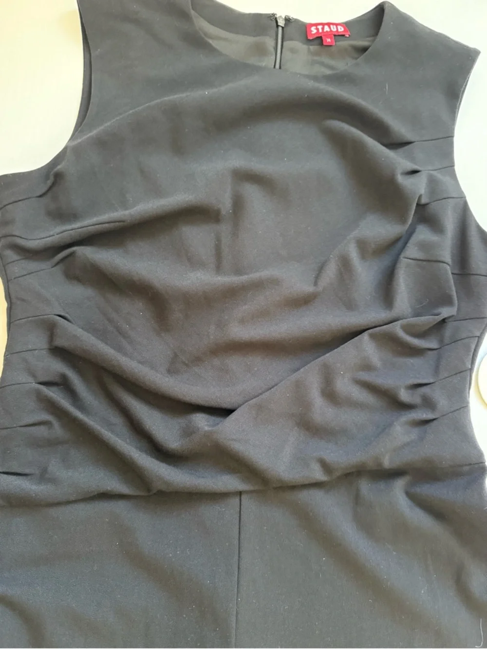 NWT STAUD Black Wide Leg Jumpsuit Ruched Bodice Size 14 - Picture 5 of 8